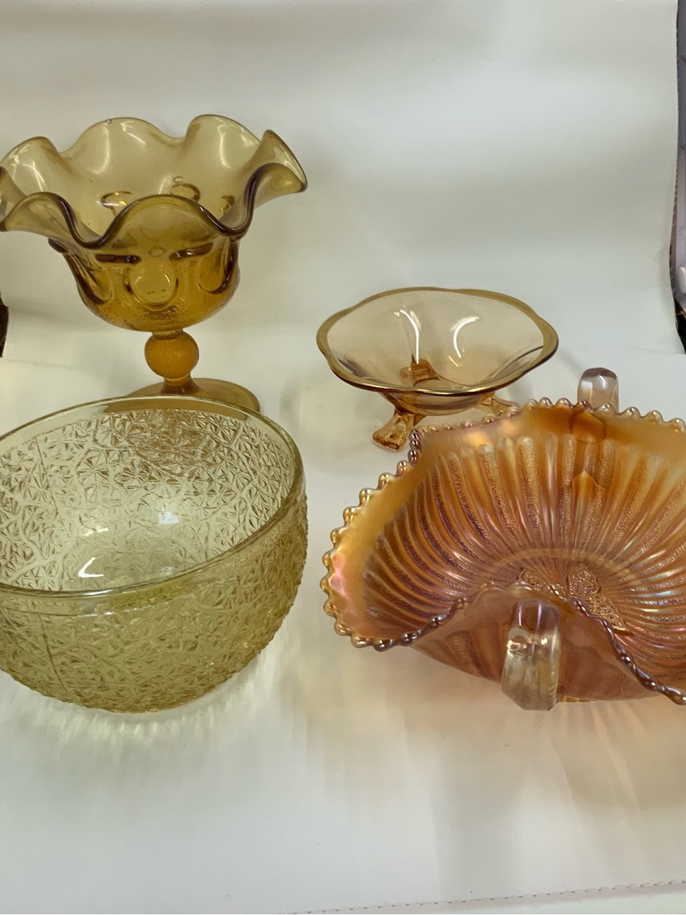 Assorted Vintage Amber Glass Bowls and Compotes